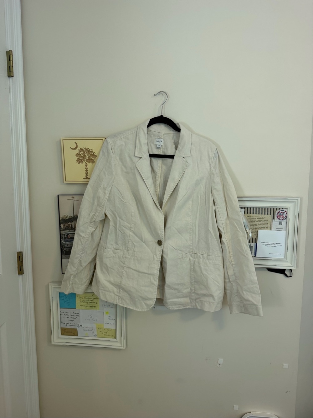 J.Crew Linen Cream Single-Button Blazer Jacket